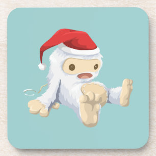 Weihnachts-Monster-Puppe mit roter Weihnachtsmannm Untersetzer