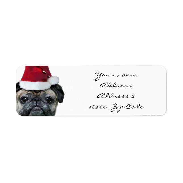 Weihnachts-Mops-Adressetiketten (Vorne)