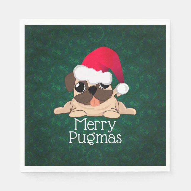 Weihnachts-Mops Dog Luncheon Paper Napkins Serviette (Vorderseite)