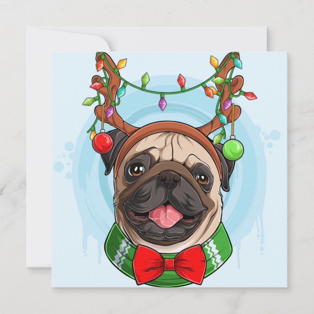 Weihnachts-Mops Feiertagskarte (Vorderseite)