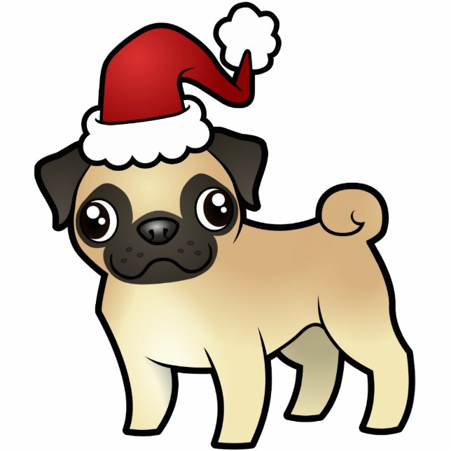 Weihnachts-Mops Fotoskulptur Ornament (Vorne)