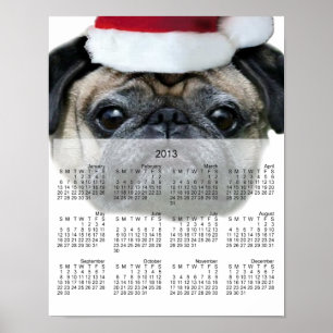 Weihnachts-Mops-Hund 2013 Kalenderposter Poster
