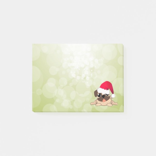 Weihnachts-Mops-Hund Post-it®-Anmerkungen 4 x 3 Post-it Klebezettel (Vorderseite)