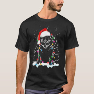 Weihnachts-Mops-Hund Weihnachtsbeleuchtung Santa H T-Shirt