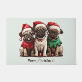 Weihnachts-Mops-Hunde Fußmatte