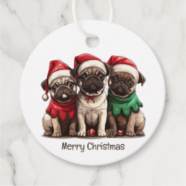 Weihnachts-Mops-Hunde Geschenkanhänger
