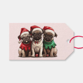 Weihnachts-Mops-Hunde Geschenkanhänger