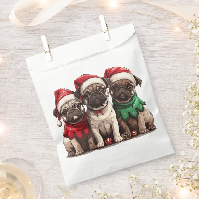 Weihnachts-Mops-Hunde Geschenktütchen (Ausgeschnitten)