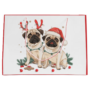 Weihnachts-Mops-Hunde Große Geschenktüte