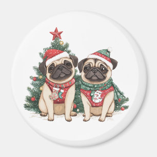 Weihnachts-Mops-Hunde Magnet