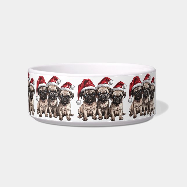 Weihnachts-Mops Hunde Santa Napf (Rechts)