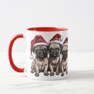 Weihnachts-Mops Hunde Santa Tasse