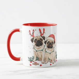 Weihnachts-Mops-Hunde Tasse