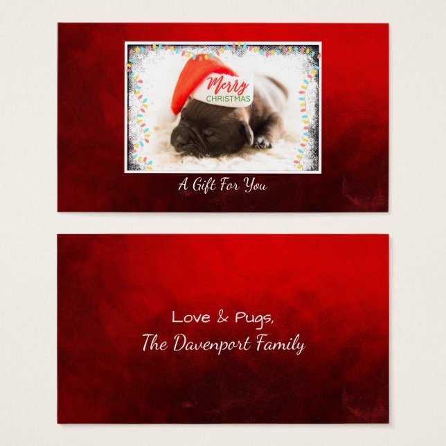 Weihnachts-Mops in Weihnachtsmannmütze Geschenk fü (Vorne & Hinten)