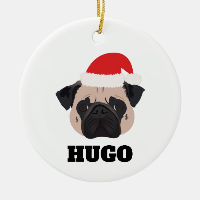 Weihnachts-Mops Keramik Ornament (Vorne)