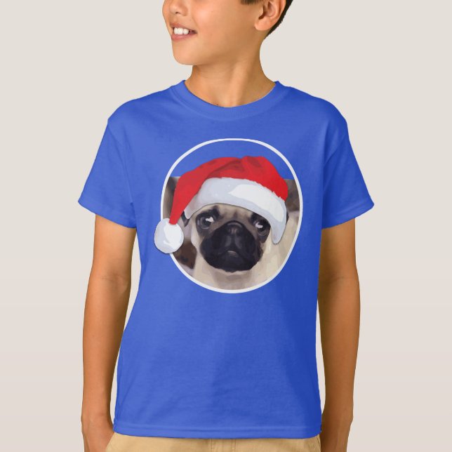 Weihnachts-Mops - Kids' Basic Hanes T - Shirt (Vorderseite)