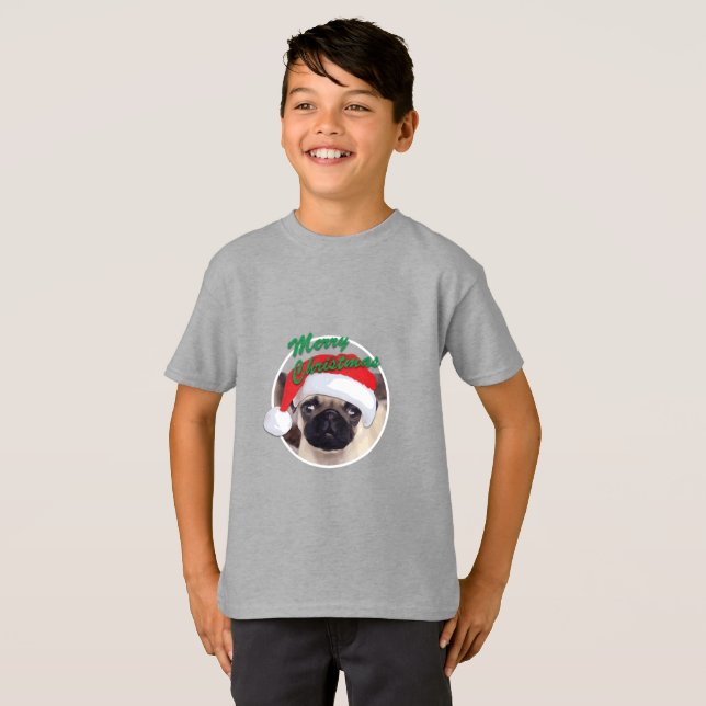 Weihnachts-Mops - Kids' Basic T - Shirt (Vorne ganz)