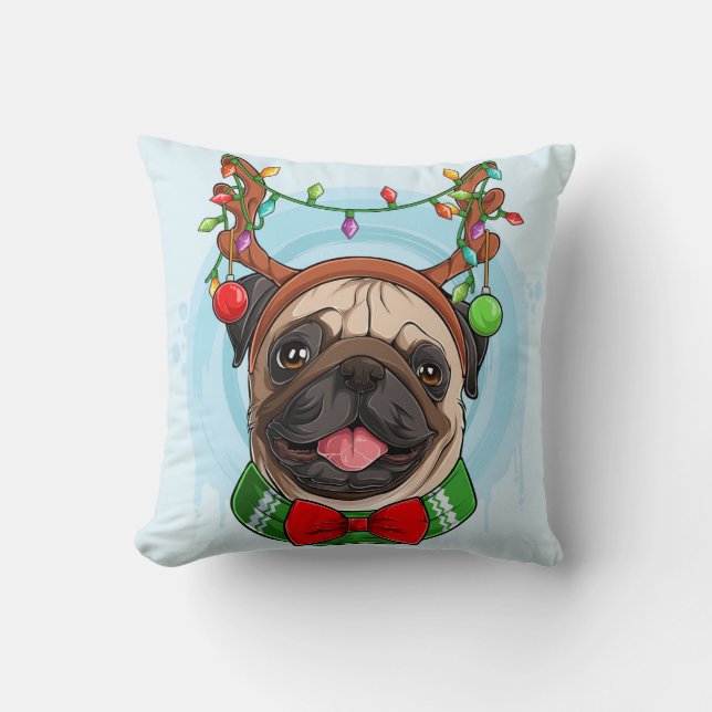 Weihnachts-Mops Kissen (Vorderseite)