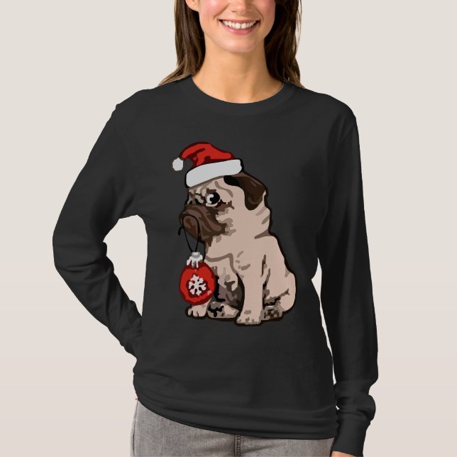 Weihnachts-Mops Klassischer T - Shirt 168 (Vorderseite)