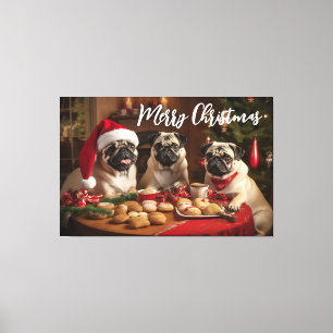Weihnachts-Mops Leinwanddruck