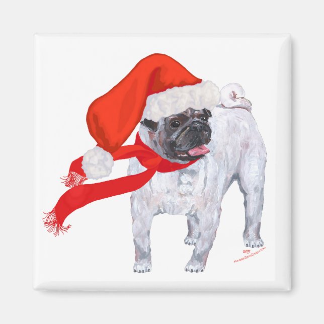 Weihnachts-Mops Magnet (Vorne)