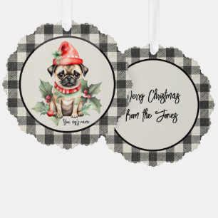 Weihnachts-Mops mit Hat Paper Ornament Card Karte