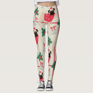 Weihnachts-Mops-Muster Leggings