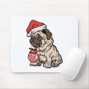 Weihnachts-Mops niedlicher Hut Cartoon Mousepad