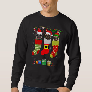 Weihnachts-Mops Pajama Dog Socks Light Santa Elf X Sweatshirt