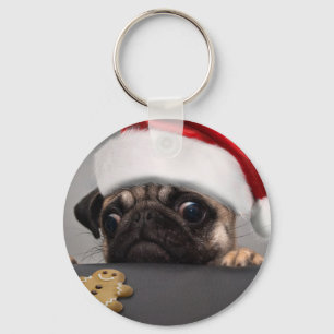 Weihnachts-Mops Schlüsselanhänger