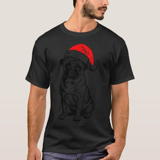 Weihnachts-Mops-Silhouette T-Shirt (Vorderseite)