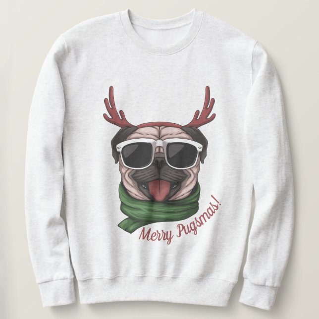 Weihnachts-Mops Sweatshirt (Design vorne)