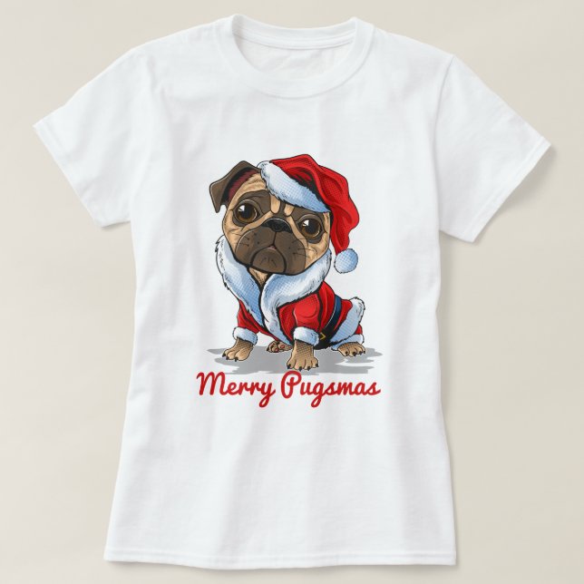 Weihnachts-Mops T-Shirt (Design vorne)
