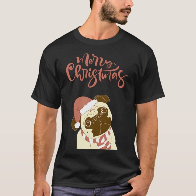 Weihnachts-Mops T-Shirt (Vorderseite)