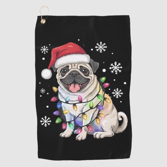 Weihnachts-Mops Weihnachten Weihnachten Weihnachte Golfhandtuch (Vorderseite)