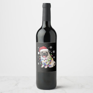 Weihnachts-Mops Weihnachten Weihnachten Weihnachte Weinetikett