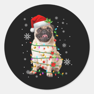 Weihnachts-Mops Weihnachten Weihnachten Weihnachts Runder Aufkleber