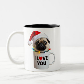 Weihnachts-Mops Zweifarbige Tasse