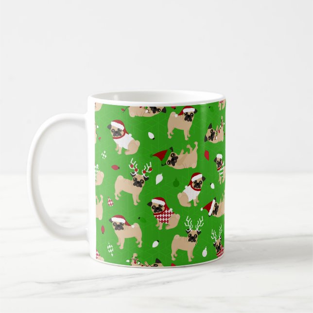 Weihnachts-Möpsen Grün Kaffeetasse (Links)