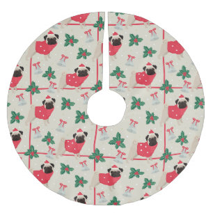 Weihnachts-Möpsen Polyester Weihnachtsbaumdecke