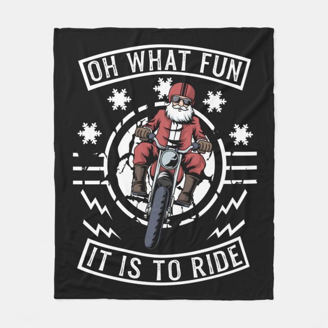 Weihnachts-Motorrad Santa Claus Biker Vater Bike Fleecedecke (Vorderseite)
