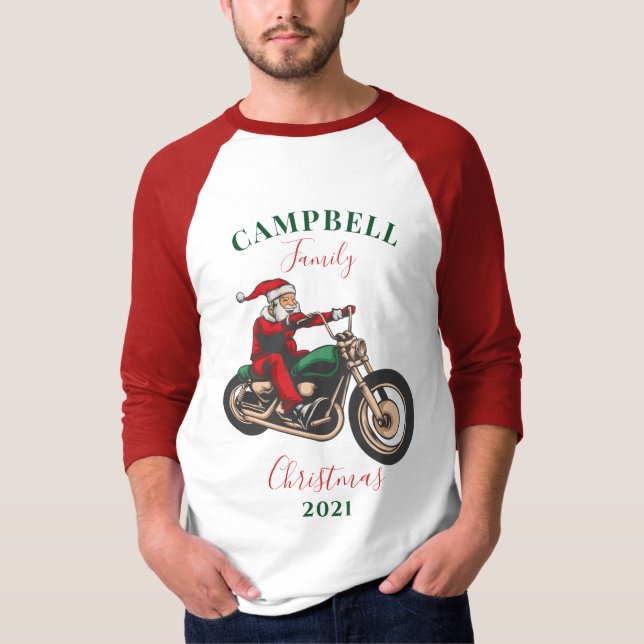 Weihnachts-Motorradfahrerfamilie Matching Personal T-Shirt (Vorderseite)