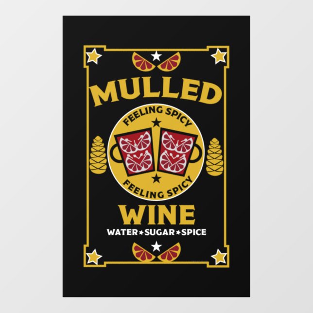 Weihnachts-Mulled Roter Wein Fensteraufkleber (Blatt)