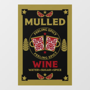Weihnachts-Mulled Roter Wein Fensteraufkleber