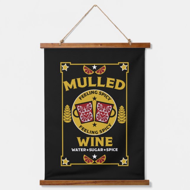 Weihnachts-Mulled Roter Wein Wandteppich Mit Holzrahmen (Vorderseite)