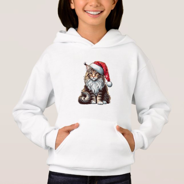 Weihnachts-Münzkatze Maine Coon Kitten Hoodie (Vorderseite)