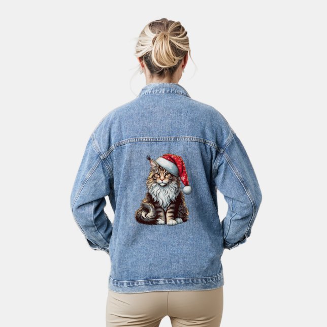 Weihnachts-Münzkatze Maine Coon Kitten Jeansjacke (Modell)