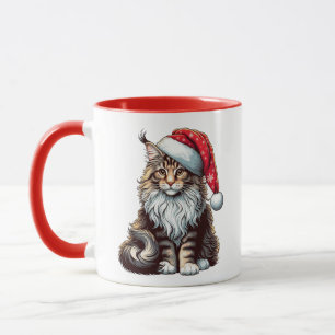 Weihnachts-Münzkatze Maine Coon Kitten Tasse