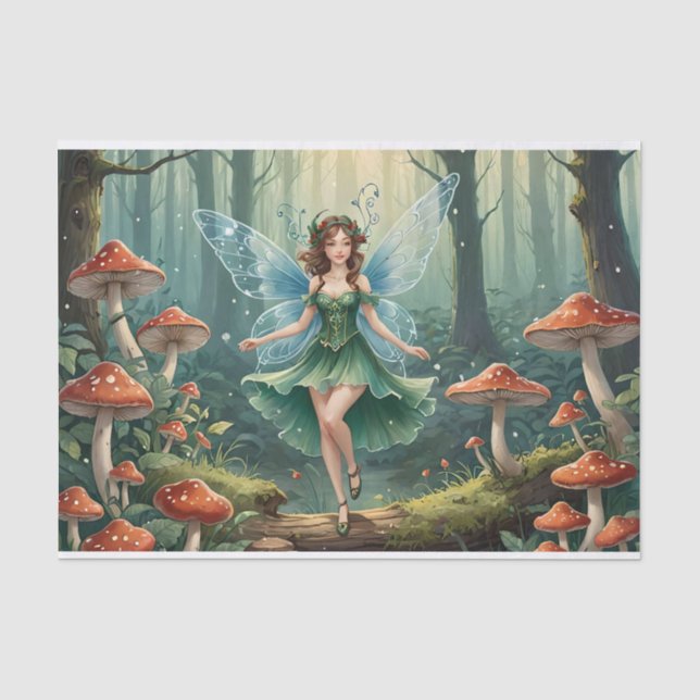 Weihnachts-Mushroom Fairy Decoupage Seidenpapier (Vorderseite)