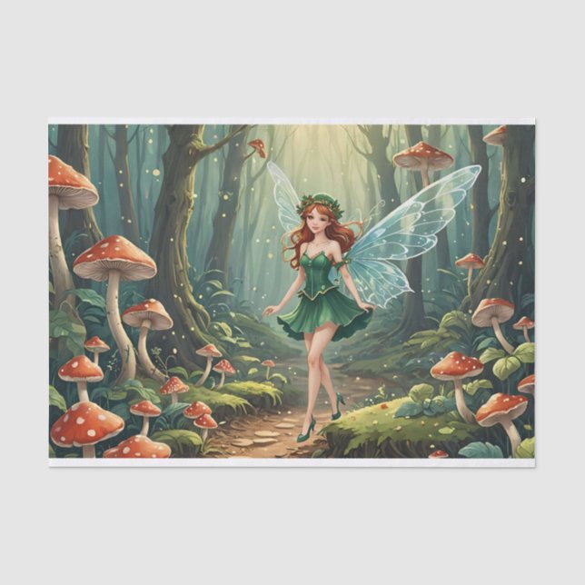 Weihnachts-Mushroom Fairy Decoupage Seidenpapier (Vorderseite)
